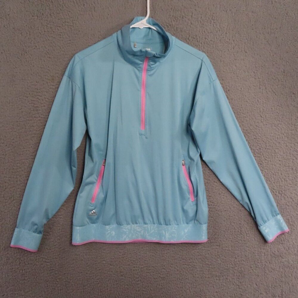 Adidas Jacket Womens Small Pullover Blue Pink Cotton Candy Long Sleeve Designs